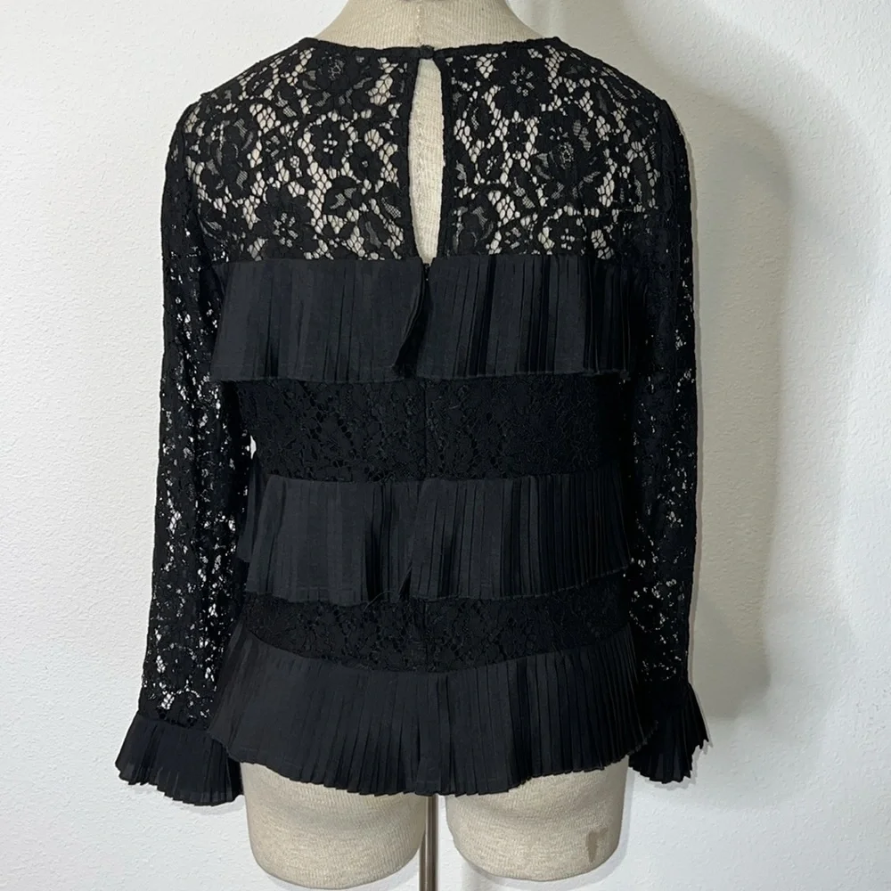 J. Crew Lace and Pleated Ruffle Top